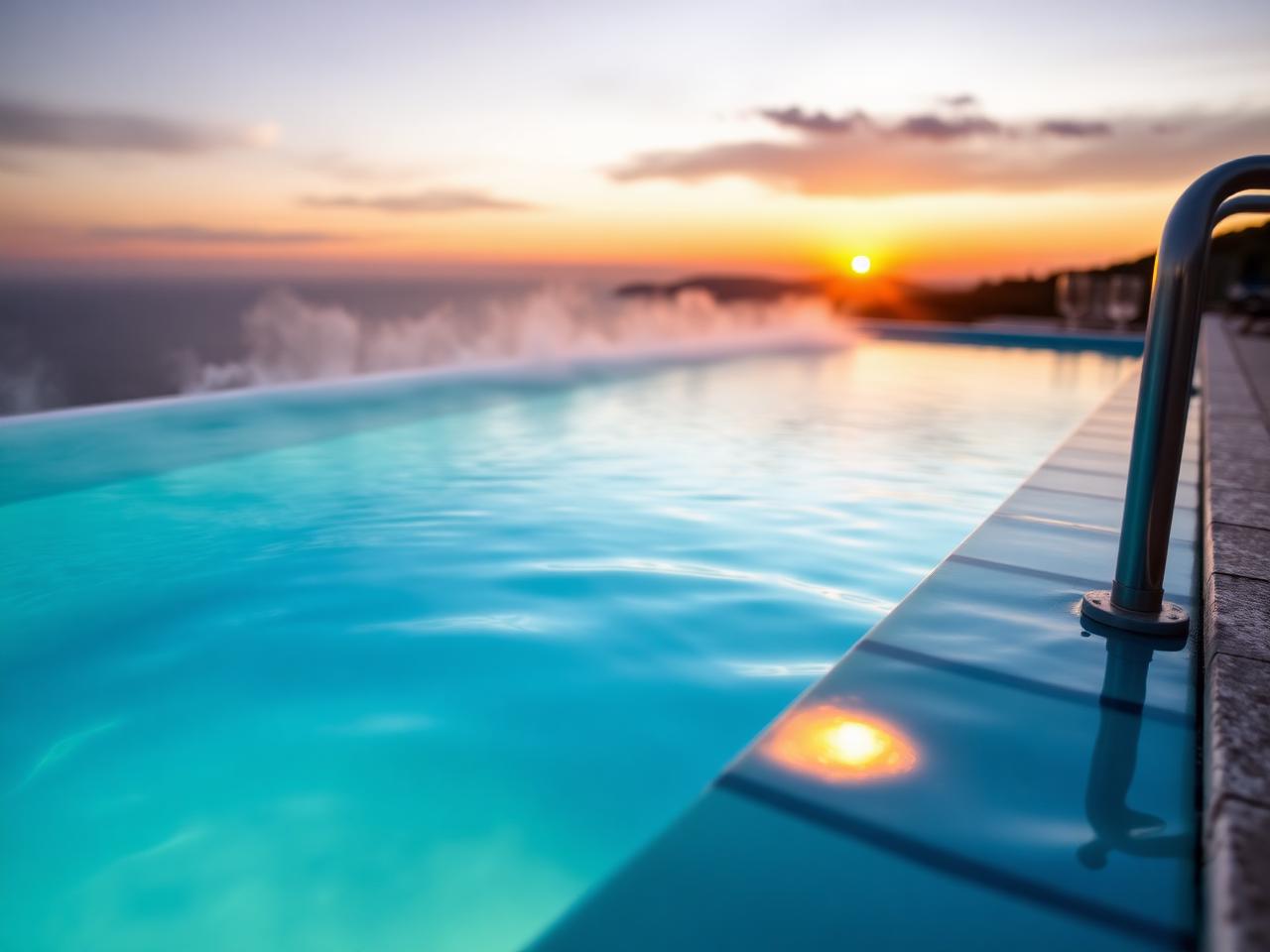 Beheizter Infinity-Pool im Abendlicht